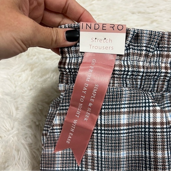 INDERO Houndstooth Stretch Trousers NWT woman’s size L/XL - Picture 3 of 11